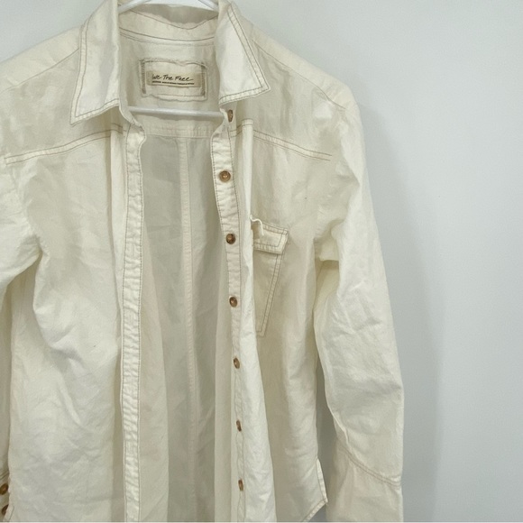 We The Free Button Down Cotton Shirt Medium - Picture 2 of 9